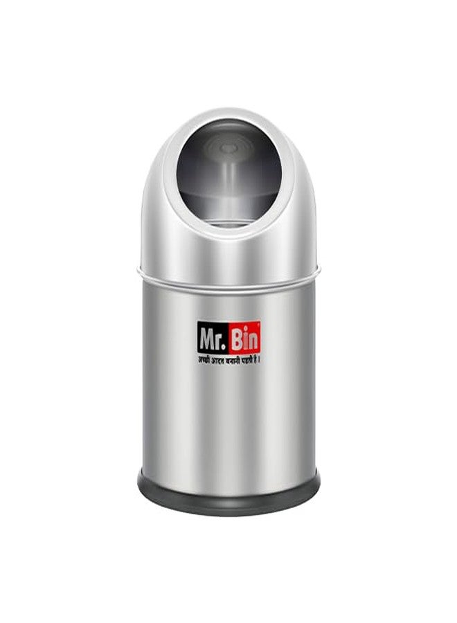 Mr. Bin Stainless Steel Table Top Push Dustbin, Circular Shaped Trash Can for Home & Office, Lightweight & Portable Garbage Bin, 5"X 8" (2.5L) - Image 1